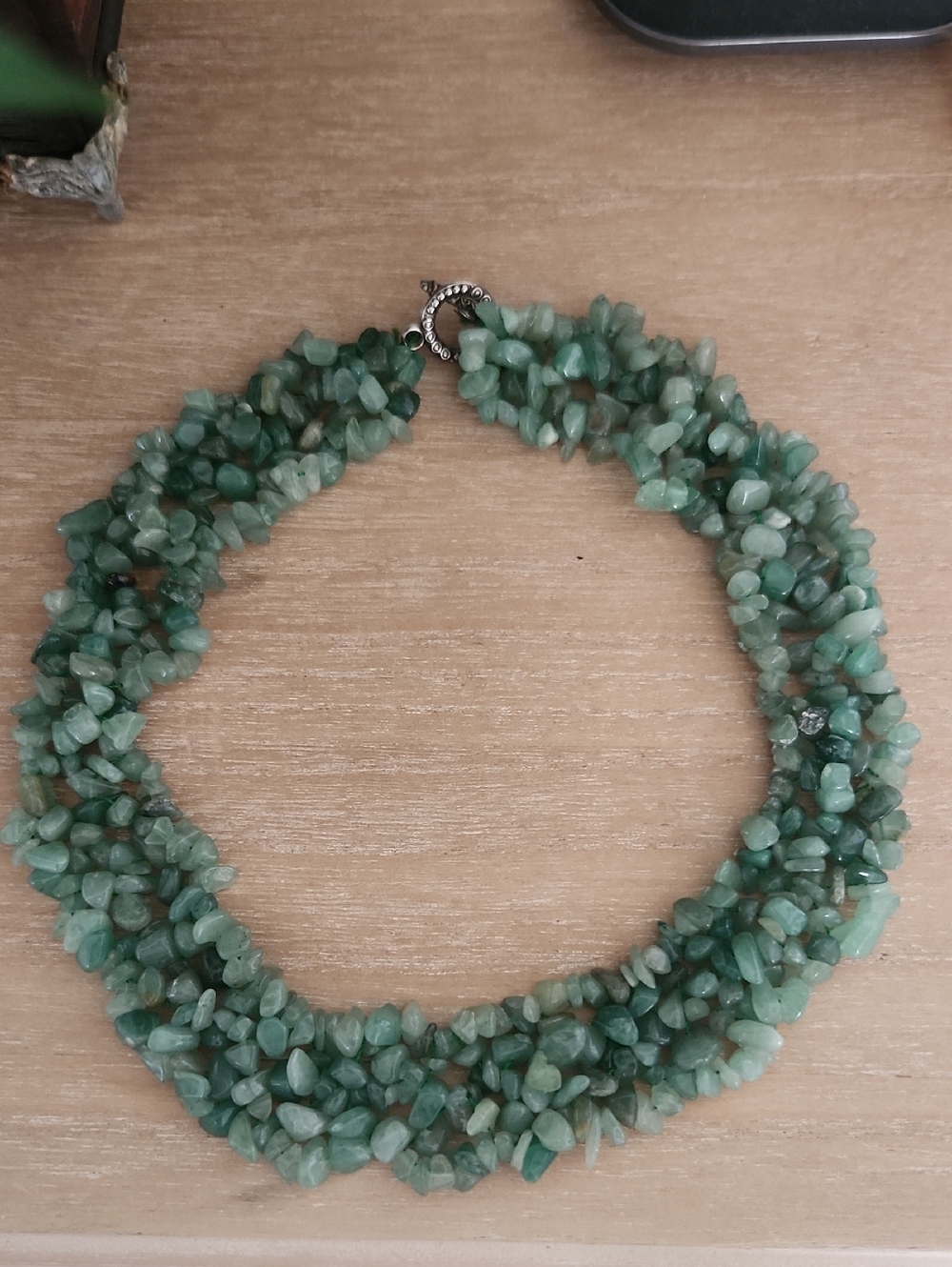 Green Multi-Strand Chip Necklace for Women - Natural Stone